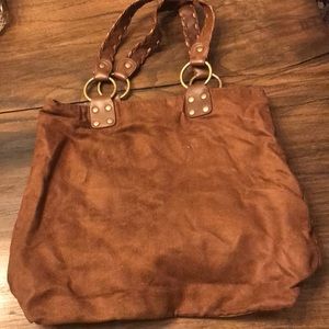 Brown faux suede purse